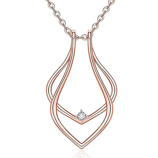 Geometrisk Ringholder Halskæde Vedhæng Smykker Til Kvinder Kæreste Kone Rose Gold Color