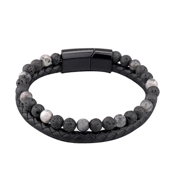 Herrar Pärl Läder Armband Natursten och Läder Armband för Män Presenter 2