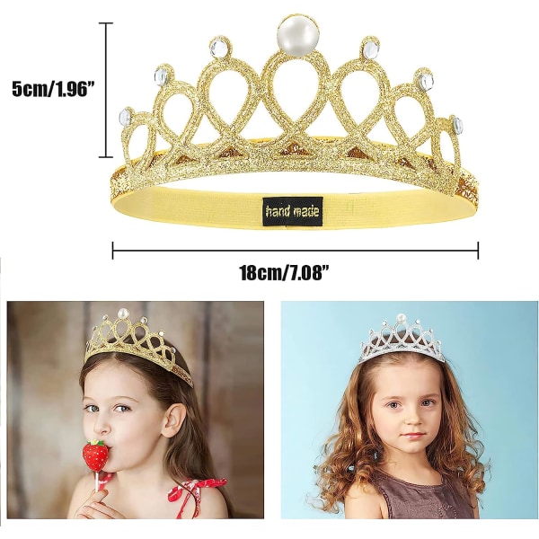 7 Stykker Tiaraer, Prinsesse Pandebånd Elastisk Glansfuld Krone Tiara