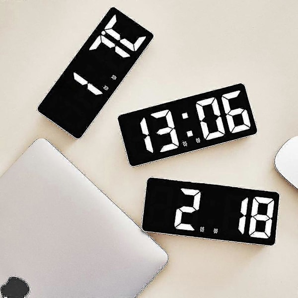 Smart Stor Digital Väggklocka Appkontroll Tid/datum/&ljud Aktivera & Nedräkningsfunktion Steglös Ljusstyrka & Volym Alarm Med Snooze-funktion Yellow