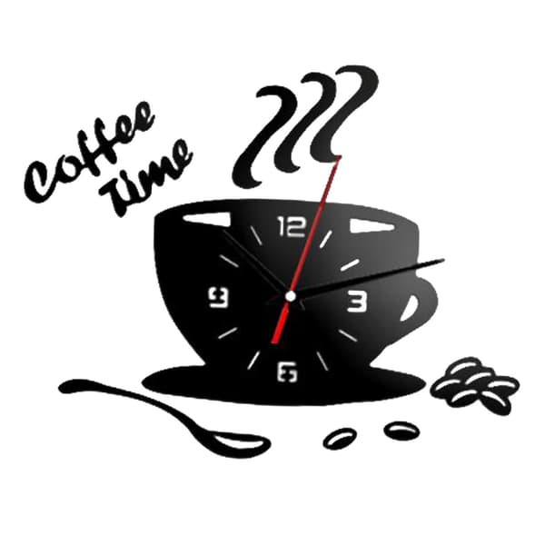 3D DIY Kaffekop Vægur Ur Spejl til Kontorindretning sort