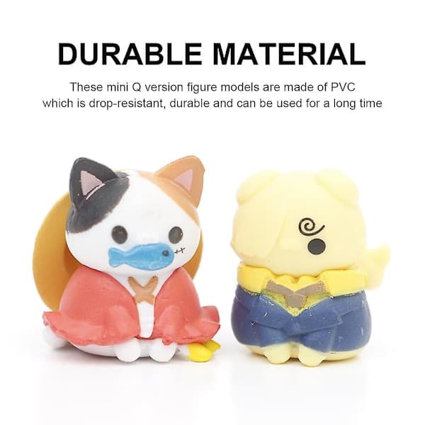 8 st Anime One Piece Figurer Set Kattmodell Mini Q Version Tecknad Figur Leksaker för Presenter Samling Skrivbordsdekor