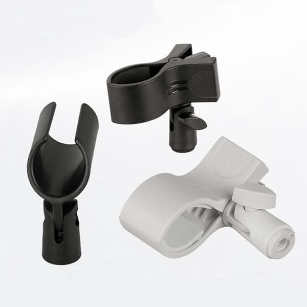 Plastik Mikrofonclips med tyk skumpolstring og 3/8 skrueinterface Monteringsholder til forskellige baser Sort Black