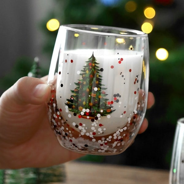 Søde Kopper Te Kaffe Kop Mælk Dobbelt Vægge Glas Kop Jul