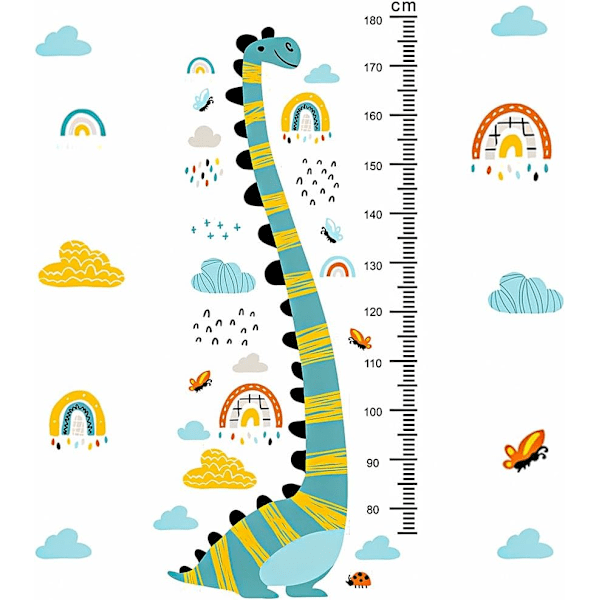 Dinosaur Growth Chart Wall Sticker Height Measurement Chart Decals Ruler Hanging Removable Cartoon Wall Rulers for Home Living Room Bedroom Decoration