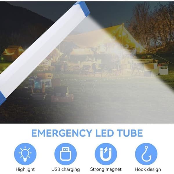 Oppladbar LED-lykt, bærbar USB-campinglys med krok, oppladbart LED-nødlys, 2 stk, 3 hastigheter