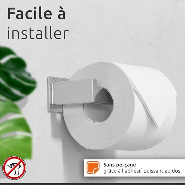 Toiletpapirholder - 1 stk. - 304 Forkromet Rustfrit Stål - Klæbende Montering Uden Boring - P