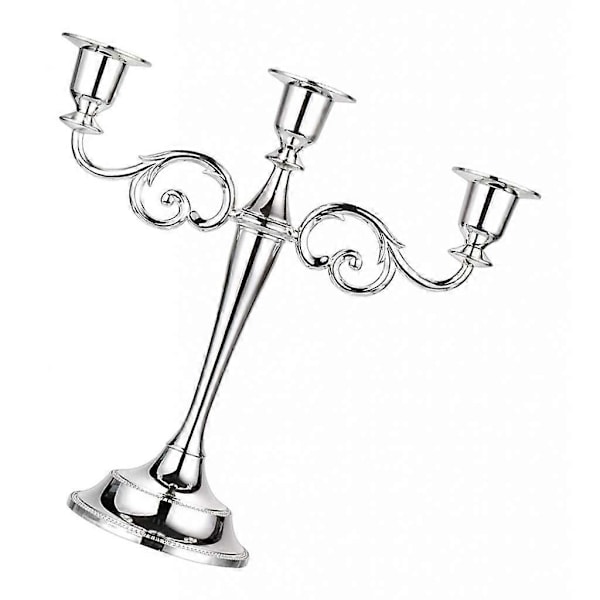 3 Ljusstake Pillar Ljusstake Matsalsrekvisita- Silver