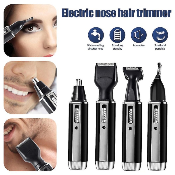 Multifunktionell 4-i-1 elektrisk Nose Hair Clipper Trimmer Rakapparat Razor
