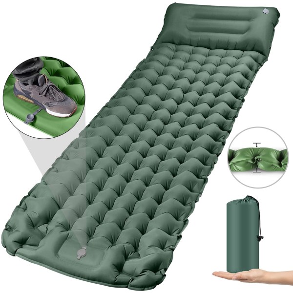 Camping liggunderlag med fotpump och automatisk uppblåsning green cea9 |  green | Fyndiq