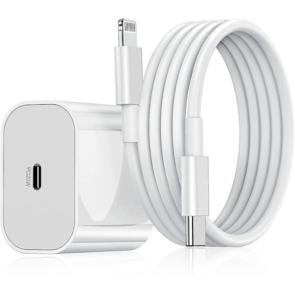 iPhone snabbladdare USB-C strömadapter 20W + 2m Kabel Vit (1st Laddare & 1st 2m laddningskabel)