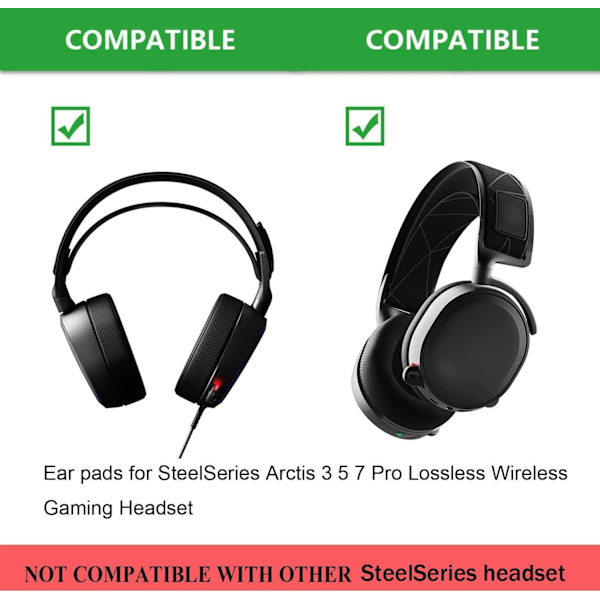 Öronkuddar för Steelseries Arctis 7/5/3 Svart 1 par svarta