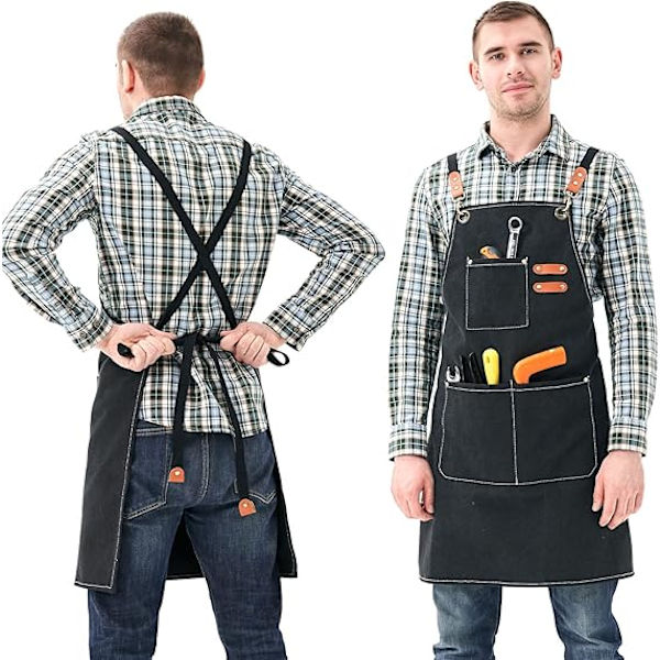Canvas kockförkläde, professionellt verktygsförkläde, justerbar matlagningslapp, kockförkläde för grillning, hemmakök, restaurang, kafé Black