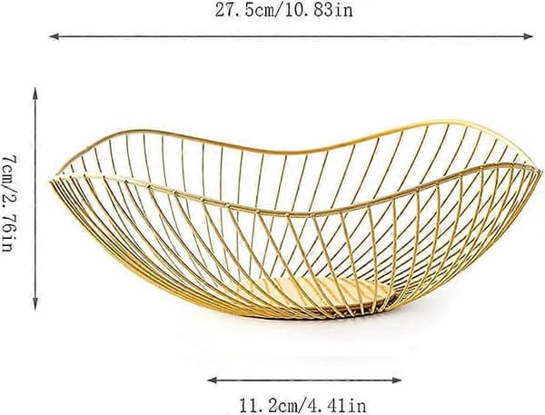Gullfruktkurv, metallfruktskål, trådfruktskåler, moderne fruktkurv, moderne kjøkkenfruktskåler, jernfruktkurv Gold