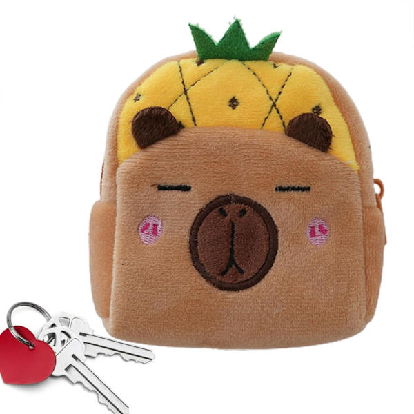 Capybara Plånbok Söt Plysch Capibala Väska Bärbar Djurtema Förvaringsväska för Pojkar och Flickor, Hörlurar, Snacks, Godis 9x10x5 Cm Yellow