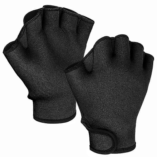 Aqua Handsker med Webbet Design til Padling - Fitness Vand Aerobic og Svømning Modstandstræning Åndbar Universelle Handsker Black M
