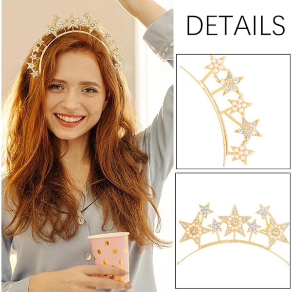 Stjärnhuvudband, stjärnhuvudband för kvinnor flickor Bling Shining Halo Headband, julstjärna huvudbonad huvudband stjärna bröllopshårtillbehör