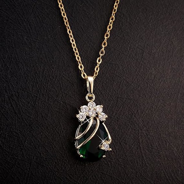 18K Gullbelagt Rhinestone Krystall Rød Krystall Anheng Halskjeder Ideer B