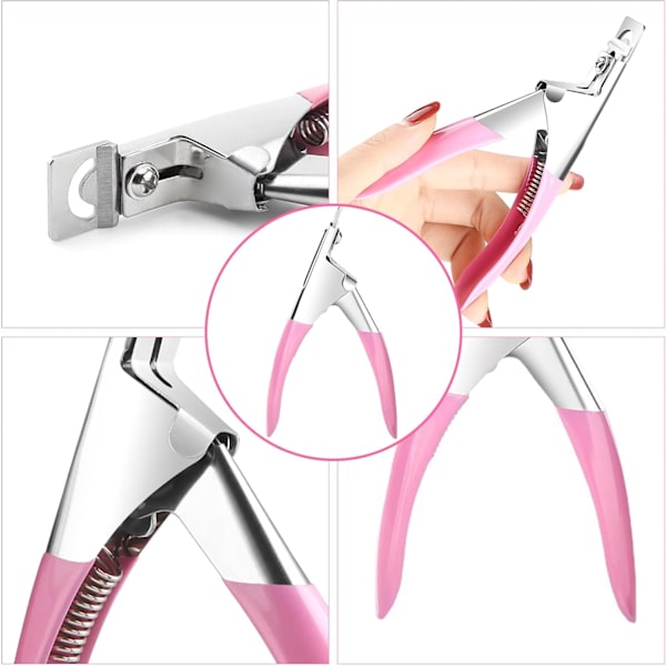 Negleforlænger Klip U-Formet Spids Klip Akryl Negleklip Professionel Rustfri Manicure Falske Negle Trimmer Falsk Gel Skarp Pedikyr Negleværktøjer Pink