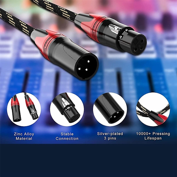 6 kpl XLR-kaapeleita, XLR-uros-naaras mikrofonikaapeli, 3-nastainen balansoitu XLR-kaiutinkaapeli mikrofonille Mi