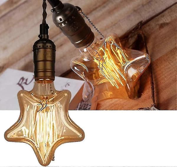 Edison-lamppu retro hehkulamppu E27 tähtimuodossa (2700k lämmin valkoinen)