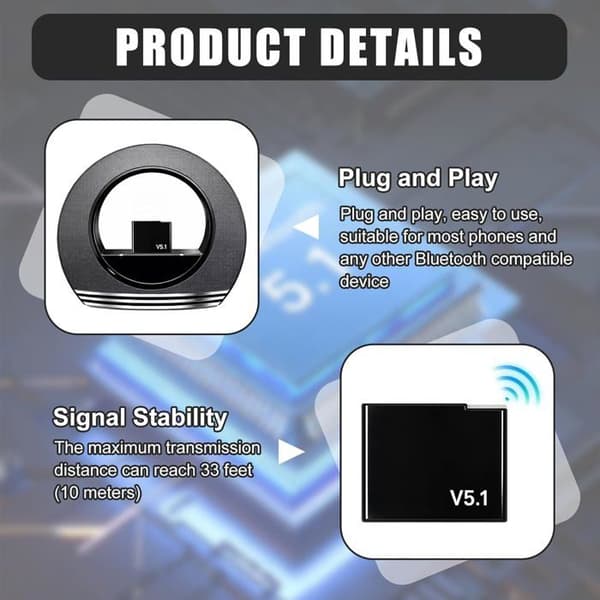 Bluetooth 5.1 30-bens adapter - Trådløs lydmodtager til Bose Sounddock og Hi-Fi-systemer