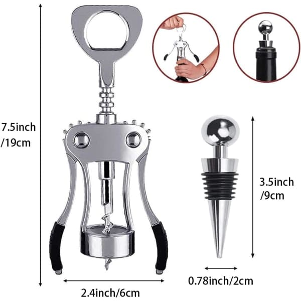 Vingåpner med vingeskrue og flaskestopper Single + Bottle Stopper