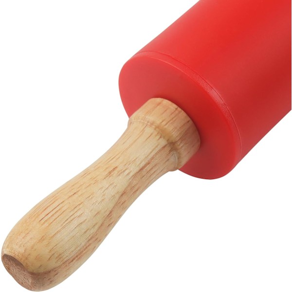 4-pakke Mini Kjevler, Silikon Kjevle med Trehåndtak, Ikke-klebende Kjevle for Bakverk, Deig og Pizza 29cm