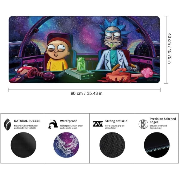Förlängt Gaming Musmatta, XXL 900x400mm Personliga Musmattor Halkfri Vattenavvisande Gummibas Skrivbordsmatta (90x40 B13rikdrive)