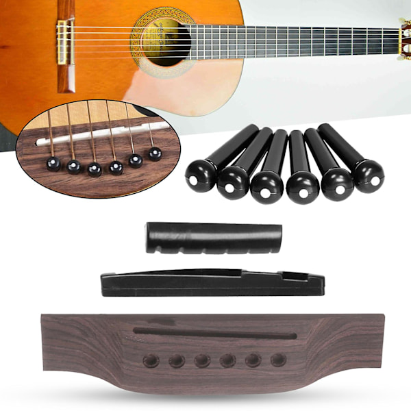 1 Set Gitarrstallset Mångsidigt Hög Stabilitet Justerbart Akustisk Gitarr Rosenträ Stall Sadel Kit för Instrument B