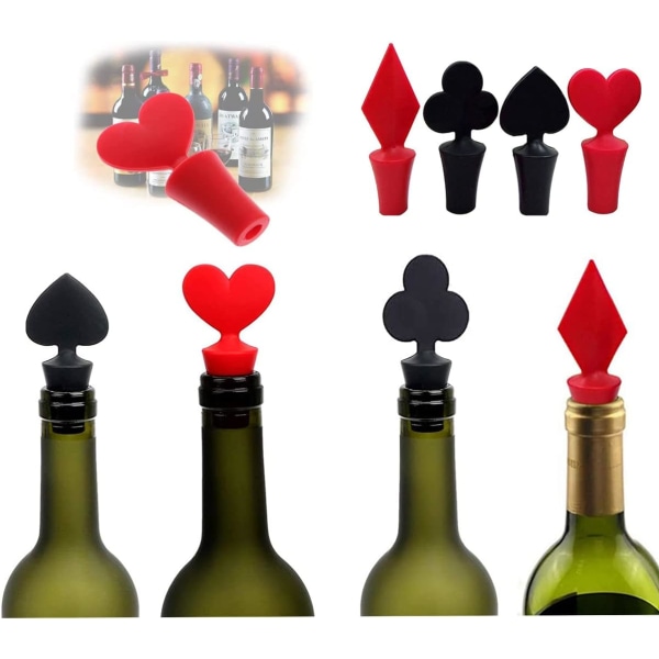 Roliga vinproppar Nyhet vinproppar, återanvändbara vinflaskor, pokerform vakuum vinflaskkapsyler Plug Sealer köksprylar (4 stycken)