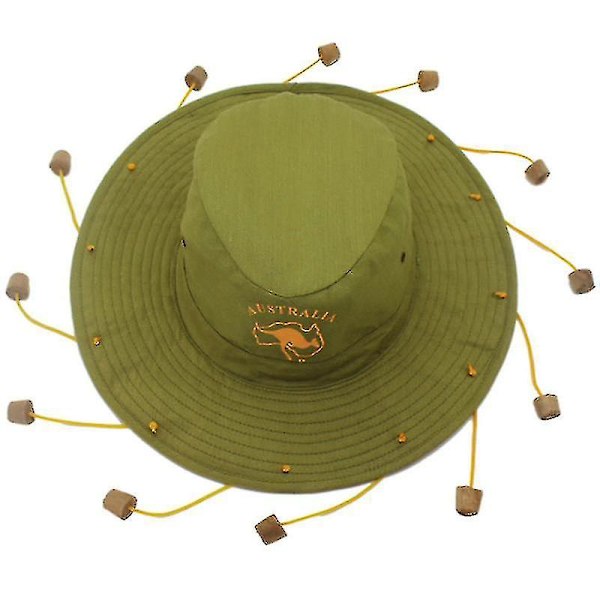 Unisex Vuxen Australian Känguru Aussie Outback Hatt Med Korkar Fancy Dress Tillbehör SIZE 61