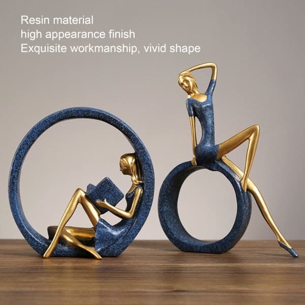 Læseskulptur, udsøgt håndværk, yogafigurer, bred anvendelse til hall og kontorbord