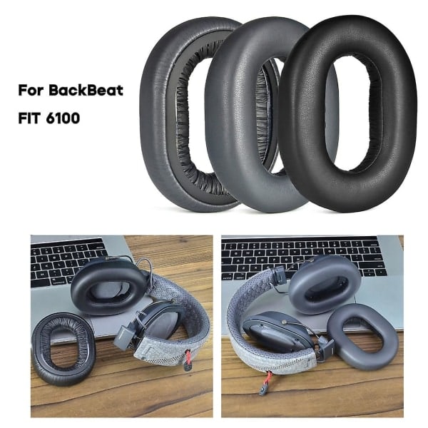 Öronkuddar i memory foam för Backbeat Fit 6100 headset förbättrar ljudupplevelsen Svart