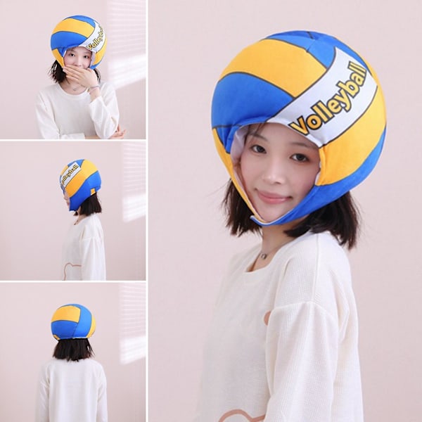 Volleyball Plys Hat Ekstra Blød Realistisk Udseende Bedårende Vaskbar Fuld Fyldt Dekorativ Ikke-Falming Nyhed Volleyball Plys Hat Cosplay Hovedbeklædning
