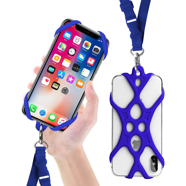 1 stk Mobiltelefon Lanyard Stropp Veskeholder med Avtakbar Halsstropp Universal for Smartphone iPhone 8,7 6S iPhone 6S Plus Dark Blue