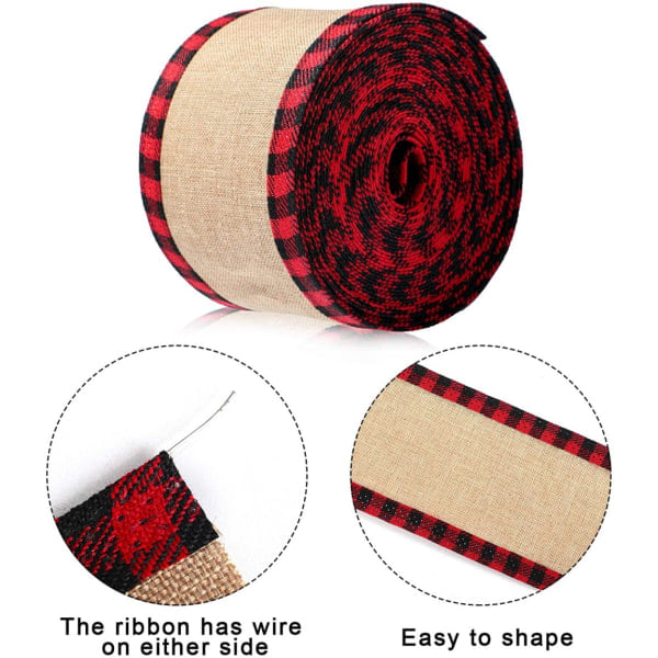 2 stykker falsk burlap jule-sløyfebånd for jul