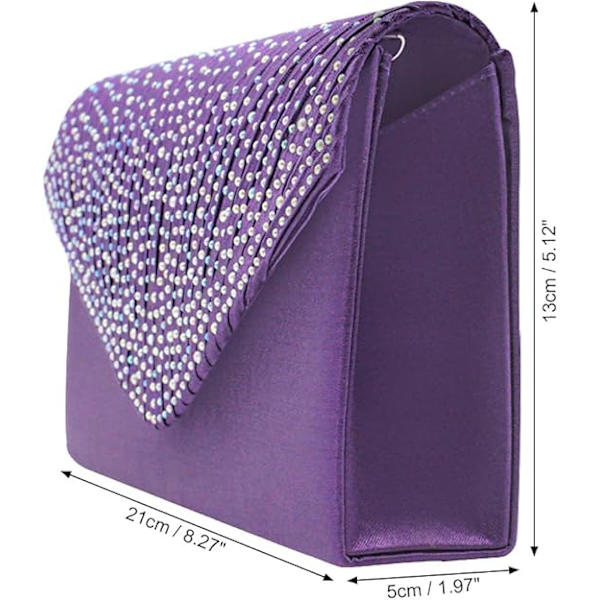 Damklänning Satäng Diamant Clutch Väska Kuvert Handväska Kväll Bröllop Väska Bröllop Mode Bal Vintage Axelväska