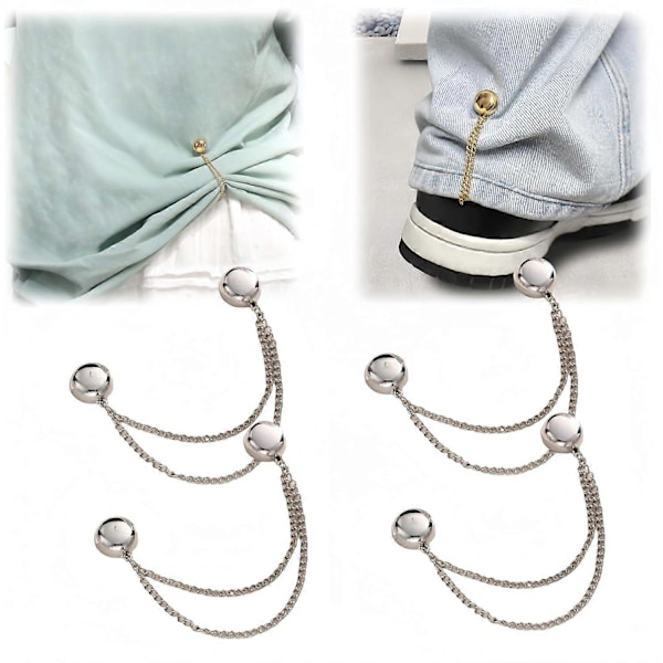 4 st Multifunktionella Magnetiska Klämmor, Starkaste Magnetiska Styrkan Knappar Klämmor, Multi-Purpose Magnetisk Nålfri Brosch för Kvinnor Silver
