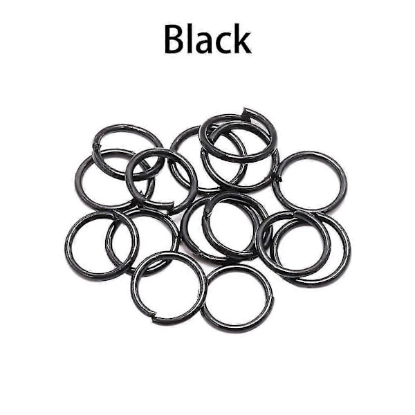 200 kpl/erä 4 5 6 8 10 mm hyppyrenkaita avorenkaita liittimiä tee-se-itse korujen löytämiseen ja valmistukseen Black 10mm