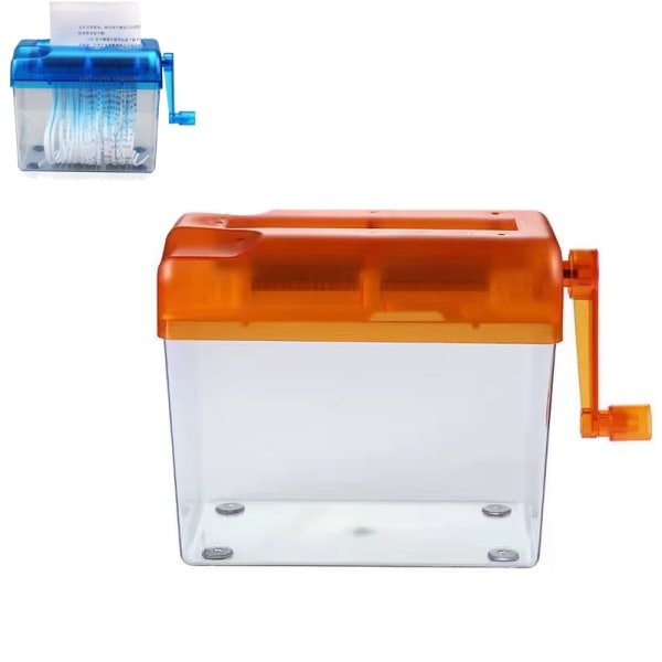 Mini Manuel Papir Makulator, Bærbar Kontor Hånd Papir Makulator til Papir orange