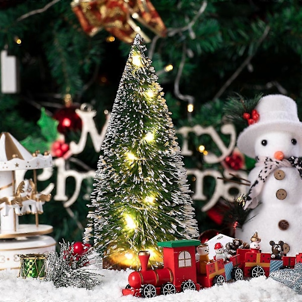 Mini Sedertre Juletre Med LED Lys Fest Lite Furu Hjem Jul Dekor Gave Warm Light