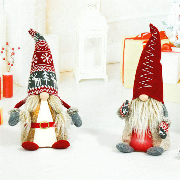 Juleplys Nisse Svensk Julemand Sød Skøn Dukke Ornament Populære Gaver til Venner Familier flerfarvet hat multicolor cap