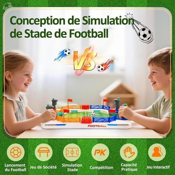 Mini bordfodboldbord - 1 enhed - ABS - Interaktivt brætspil - Til børn og voksne - Bærbart