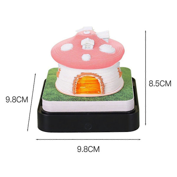 2024 Kalenteri Muistilehtiö Valoilla Mielenkiintoisen Muotoinen 3D-Kalenteri Muistilehtiö Perheelle Ystävälle Naapurille Lahjaksi Mushroom House Pink