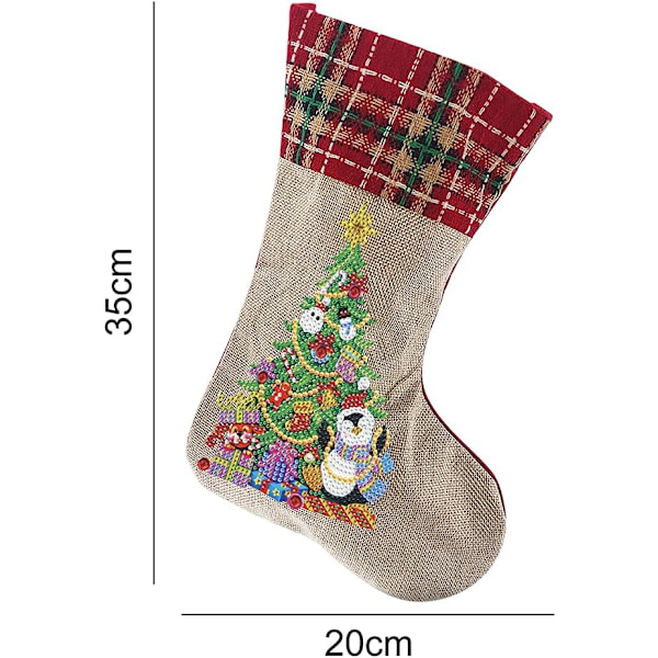 Julstrumpor Diamantmålning Kits för Vuxna Nybörjare, 4 Pack Kamin Hängande Strumpor, DIY Strassmålning Julgransprydnader Christmas 2