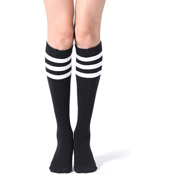 4-pak Kvinders Knæhøje Strømper Casual Tube Strømper Black white