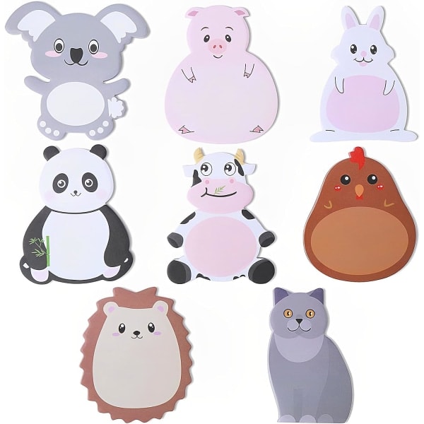 Søde Sticky Notes, 8-pak Kawaii Dyr Selvklæbende Noter Tegneserie Markører Flags Søde Former Memo Noter Studerende Hjemmekontor Roommates Gaver