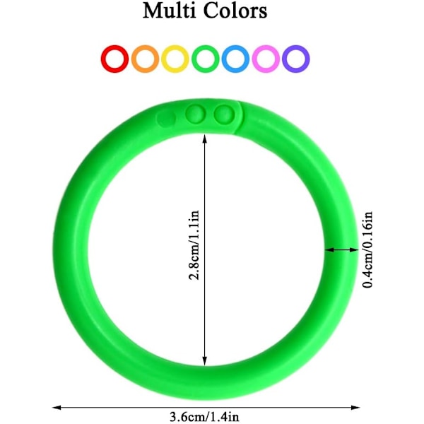 100 stk. Plastik Løse-Blad Ringe, Multifarvet Notesbog Binder Ringe, DIY Værktøjer til Nøglering, Scrapbog, Bog, Tilbehør og Dokument Stak (28mm)