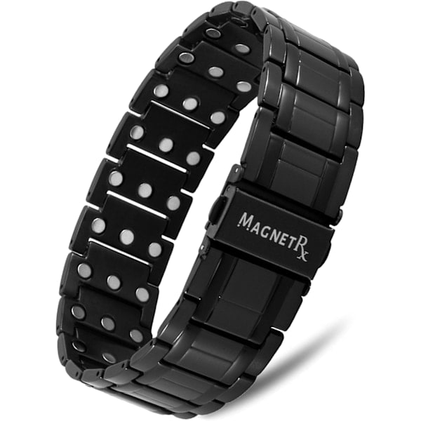 1 KPL Vahva titaani magneettirannekoru - Magneettirannekorut miehille - Premium kokoontaitettava solki ja säädettävä pituus Black